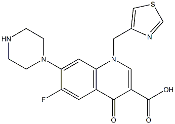 1,4-Dihydro-6-fluoro-7-(piperazin-1-yl)-1-[(thiazol-4-yl)methyl]-4-oxoquinoline-3-carboxylic acid Struktur