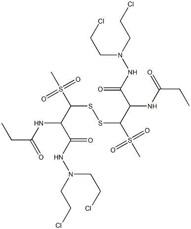 3,3'-Dithiobis[N',N'-bis(2-chloroethyl)-2-propionylamino-3-methylsulfonylpropionic acid hydrazide] Struktur