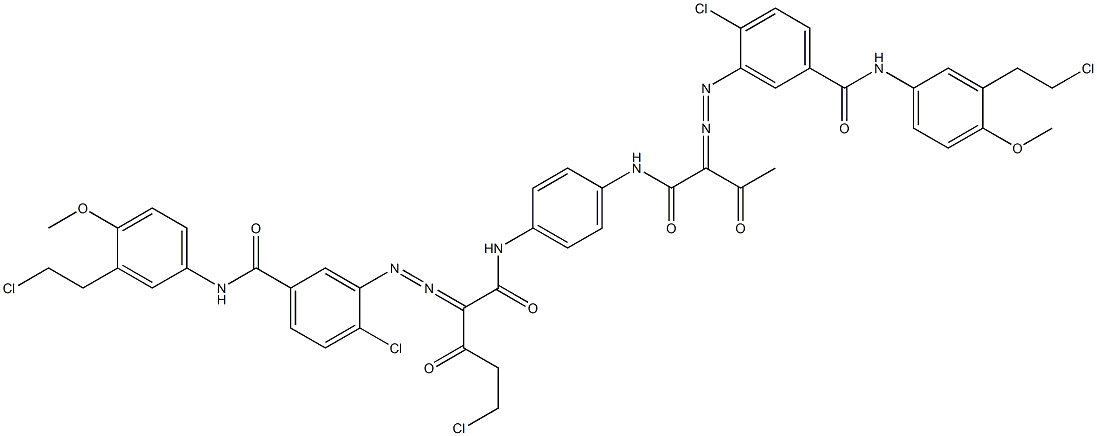 3,3'-[2-(Chloromethyl)-1,4-phenylenebis[iminocarbonyl(acetylmethylene)azo]]bis[N-[3-(2-chloroethyl)-4-methoxyphenyl]-4-chlorobenzamide] Struktur