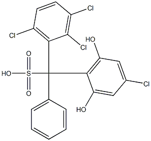 (4-Chloro-2,6-dihydroxyphenyl)(2,3,6-trichlorophenyl)phenylmethanesulfonic acid Struktur