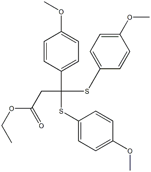 3-(4-Methoxyphenyl)-3,3-bis(4-methoxyphenylthio)propionic acid ethyl ester Struktur