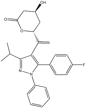 (4S,6R)-6-[1-[5-(4-Fluorophenyl)-3-isopropyl-1-phenyl-1H-pyrazol-4-yl]ethenyl]tetrahydro-4-hydroxy-2H-pyran-2-one Struktur