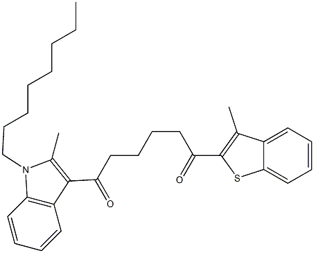 1-(3-METHYL-BENZO[B]THIOPHEN-2-YL)-6-(2-METHYL-1-OCTYL-1H-INDOL-3-YL)-HEXANE-1,6-DIONE Struktur