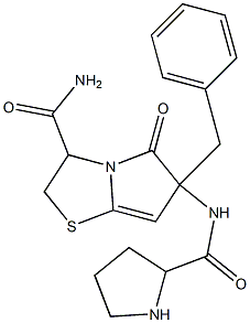 6-((2-pyrrolidinylcarbonyl)amino)-6-benzyl-5-oxo-(5H)-pyrrolo(2,1-b)thiazolidine-3-carboxamide Struktur