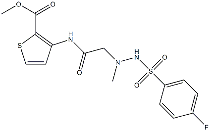 methyl 3-[(2-{2-[(4-fluorophenyl)sulfonyl]-1-methylhydrazino}acetyl)amino]-2-thiophenecarboxylate Struktur