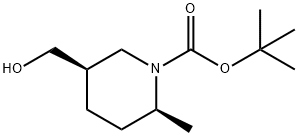 1-Piperidinecarboxylic acid, 5-(hydroxymethyl)-2-methyl-, 1,1-dimethylethyl ester, (2S,5R)- Struktur