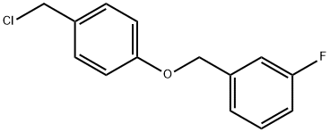 1-((4-(chloromethyl)phenoxy)methyl)-3-fluorobenzene Struktur