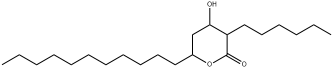 2H-Pyran-2-one, 3-hexyltetrahydro-4-hydroxy-6-undecyl- Struktur