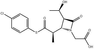 {(2S,3S)-2-{(2R)-1-[(4-chlorophenyl)thio]-1-oxopropan-2-yl}-3-[(1R)-1-hydroxyethyl]-4-oxoazetidin-1-yl}acetic acid Struktur