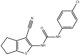 N-(4-chlorophenyl)-N'-(3-cyano-5,6-dihydro-4H-cyclopenta[b]thien-2-yl)urea Struktur