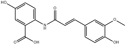 5-Hydroxy-2-[[(2E)-3-(4-hydroxy-3-methoxyphenyl)-1-oxo-2-propen-1-yl]amino]benzoic acid Struktur