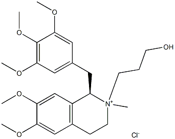 Isoquinolinium, 1,2,3,4-tetrahydro-2-(3-hydroxypropyl)-6,7-dimethoxy-2-methyl-1-[(3,4,5-trimethoxyphenyl)methyl]-, chloride, (1R)- (9CI) Struktur