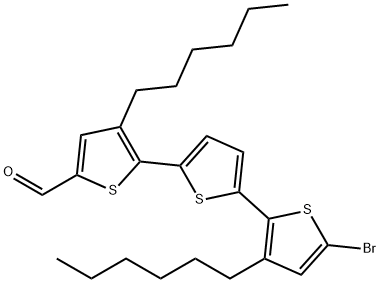 [2,2':5',2''-Terthiophene]-5-carboxaldehyde, 5''-bromo-3,3''-dihexyl- Struktur