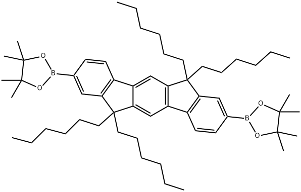 2,2'-(6,6,12,12-Tetrahexyl-6,12-dihydroindeno[1,2-b]fluorene-2,8-diyl) bis(4,4,5,5-tetramethyl-1,3,2-dioxaborolane) Struktur