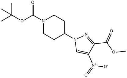 tert-butyl 4-(3-(methoxycarbonyl)-4-nitro-1H-pyrazol-1-yl)piperidine-1-carboxylate Struktur