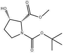 1-tert-butyl 2-methyl (2R,3S)-3-hydroxypyrrolidine-1,2-dicarboxylate Struktur