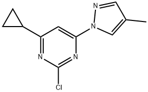 2-chloro-4-(1H-4-methylpyrozol-1-yl)-6-cyclopropylpyrimidine Struktur