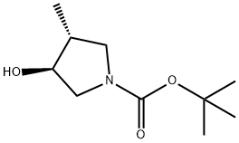 tert-butyl (3S,4R)-3-hydroxy-4-methylpyrrolidine-1-carboxylate Struktur