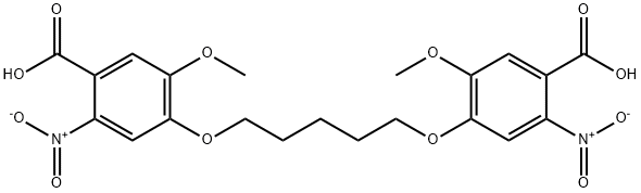 4-[5-(4-carboxy-2-methoxy-5-nitrophenoxy)pentoxy]-5-methoxy-2-nitrobenzoic acid Struktur