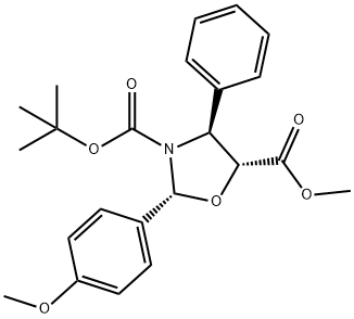 3,5-Oxazolidinedicarboxylic acid, 2-(4-methoxyphenyl)-4-phenyl-, 3-(1,1-dimethylethyl) 5-methyl ester, (2R,4S,5R)-, 153652-73-4, 結(jié)構(gòu)式