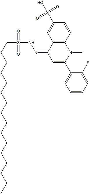 (4Z)-2-(2-fluorophenyl)-4-[(hexadecane-1-sulfonamido)imino]-1-methyl-1,4-dihydroquinoline-6-sulfonic acid Struktur