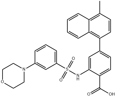 Benzoic acid, 4-(4-methyl-1-naphthalenyl)-2-[[[3-(4-morpholinyl)phenyl]sulfonyl]amino]- Struktur