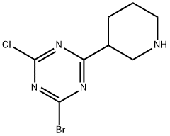 2-Chloro-4-bromo-6-(piperidin-3-yl)-1,3,5-triazine Struktur