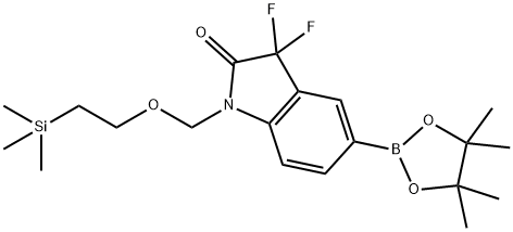 3,3-difluoro-5-(4,4,5,5-tetramethyl-1,3,2-dioxaborolan-2-yl)-1-((2-(trimethylsilyl)ethoxy)methyl)indolin-2-one Struktur