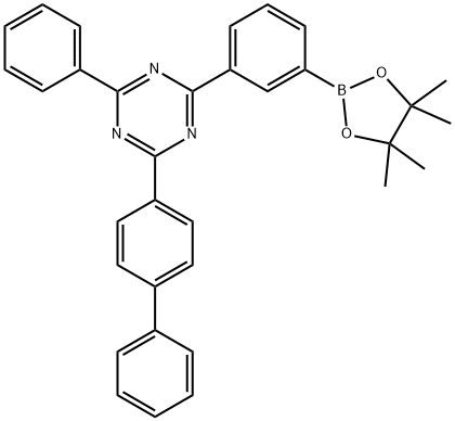 2-([1,1'-biphenyl]-4-yl)-4-phenyl-6-(3-(4,4,5,5-tetramethyl-1,3,2-dioxaborolan-2-yl)phenyl)-1,3,5-triazine Struktur