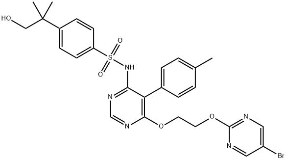 N-(6-(2-(5-bromopyrimidin-2-yloxy)ethoxy)-5-p-tolylpyrimidin-4-yl)-4-(1-hydroxy-2-methylpropan-2-yl)benzenesulfonamide, 169679-53-2, 結(jié)構式