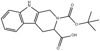 2-(tert-Butoxycarbonyl)-2,3,4,9-tetrahydro-1H-pyrido[3,4-b]indole-3-carboxylic acid Struktur