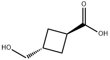 trans-3-(hydroxymethyl)cyclobutane-1-carboxylic acid Struktur