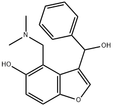 4-[(dimethylamino)methyl]-3-[hydroxy(phenyl)methyl]-1-benzofuran-5-ol Struktur