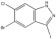 5-bromo-6-chloro-3-iodo-1H-indazole Struktur