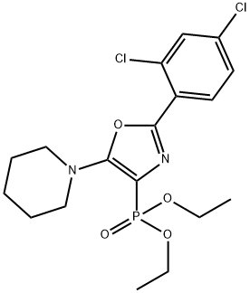 diethyl 2-(2,4-dichlorophenyl)-5-(1-piperidinyl)-1,3-oxazol-4-ylphosphonate Struktur