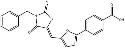 Benzoic acid, 4-[5-[(Z)-[4-oxo-3-(phenylmethyl)-2-thioxo-5-thiazolidinylidene]methyl]-2-furanyl]-, 2055362-72-4, 結(jié)構(gòu)式