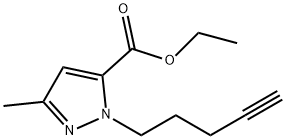 1H-Pyrazole-5-carboxylic acid, 3-methyl-1-(4-pentyn-1-yl)-, ethyl ester Struktur