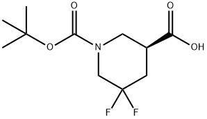 (S)-1-(tert-butoxycarbonyl)-5,5-difluoropiperidine-3-carboxylic acid Struktur