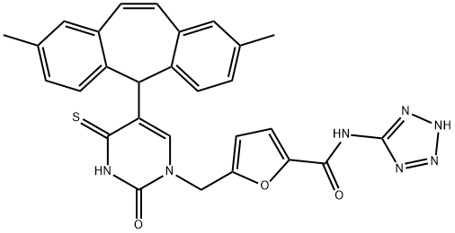 5-[[5-(2,8-Dimethyl-5H-dibenzo[a,d]cyclohepten-5-yl)-3,4-dihydro-2-oxo-4-thioxo-1(2H)-pyrimidinyl]methyl]-N-2H-tetrazol-5-yl-2-furancarboxamide Structure