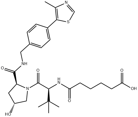 6-[[(S)-1-[(2S,4R)-4-羥基-2-[[4-(4-甲基噻唑-5-基)芐基]氨基甲?；鵠吡咯烷-1-基]-3,3-二甲基-1-氧代丁烷-2-基]氨基]-6-氧代己酸 結(jié)構(gòu)式