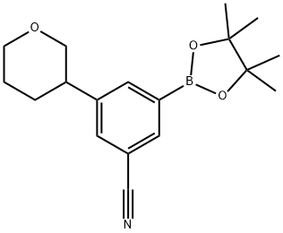 3-Cyano-5-(oxan-3-yl)phenylboronic acid pinacol ester Struktur