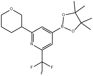 2-(tetrahydro-2H-pyran-3-yl)-4-(4,4,5,5-tetramethyl-1,3,2-dioxaborolan-2-yl)-6-(trifluoromethyl)pyridine Struktur