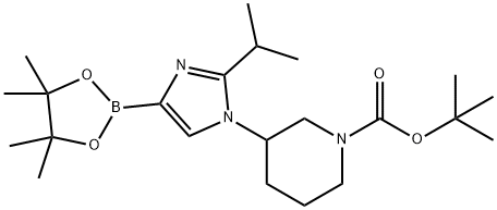 tert-butyl 3-(2-isopropyl-4-(4,4,5,5-tetramethyl-1,3,2-dioxaborolan-2-yl)-1H-imidazol-1-yl)piperidine-1-carboxylate Struktur