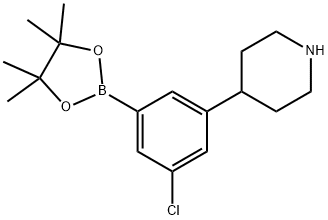 4-(3-chloro-5-(4,4,5,5-tetramethyl-1,3,2-dioxaborolan-2-yl)phenyl)piperidine Struktur