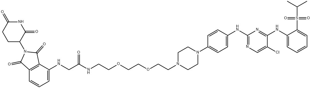 N-(2-(2-(2-(4-(4-((5-Chloro-4-((2-(isopropylsulfonyl)phenyl)amino)pyrimidin-2-yl)amino)phenyl)piperazin-1-yl)ethoxy)ethoxy)ethyl)-2-((2-(2,6-dioxopiperidin-3-yl)-1,3-dioxoisoindolin-4-yl)amino)acetamide Struktur