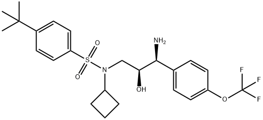 Benzenesulfonamide, N-[(2S,3S)-3-amino-2-hydroxy-3-[4-(trifluoromethoxy)phenyl]propyl]-N-cyclobutyl-4-(1,1-dimethylethyl)- Struktur