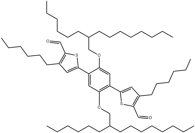 5,5'-(2,5-bis((2-hexyldecyl)oxy)-1,4-phenylene)bis(3-hexylthiophene-2-carbaldehyde) Struktur