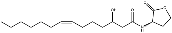 N-(3-hydroxy-7-cis tetradecenoyl)-L-Homoserine lactone Struktur