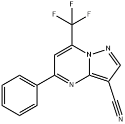 5-phenyl-7-(trifluoromethyl)pyrazolo[1,5-a]pyrimidine-3-carbonitrile Struktur