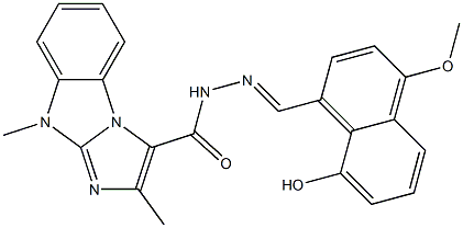 N'-[(8-hydroxy-4-methoxy-1-naphthyl)methylene]-2,9-dimethyl-9H-imidazo[1,2-a]benzimidazole-3-carbohydrazide Struktur